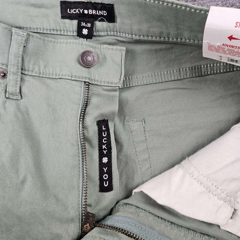 $99 Lucky Brand 223 Straight Leg Pants Mens 34x30 Green Casual Chino Trousers